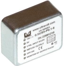 0.5US12-P0.1, Non-Isolated DC/DC Converters US-Series Micro DC to HVDC converter, Single output(Unipolar), +12Vdc input, +500Vdc output, 0.1