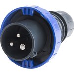 218.EX1633, IP66 Blue Cable Mount 2P + E Industrial Power Plug, Rated At 16A, 230 V