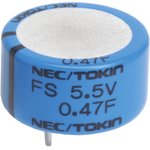 FS0H474ZF, 0.47F Supercapacitor -20 → +80% Tolerance, Supercap FS 5.5V dc ...