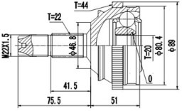 DCV817039, К-кт ШРУСа 512322, 301975, FIAT PUNTO 1.1, 1.2 -00, TEMPRA 1.6 -96, LANCIA DEDRA 1.6 -99.