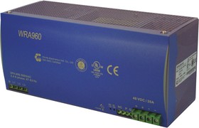 WRA960-24L, WRA 960 Switched Mode DIN Rail Power Supply, 400V ac ac Input, 24V dc dc Output, 40A Output, 960W