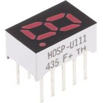 HDSP-U111, 7-сегментный светодиодный дисплей, Красный, 20 мА, 1.8 В, 3.6 мкд, 1, 8 мм