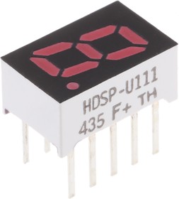 Фото 1/3 HDSP-U111 7-Segment LED Display, CA Red 3.6 mcd RH DP 8mm