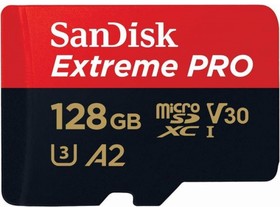 Карта памяти SanDisk Extreme Pro microSDXC Class 10 UHS Class 3 V30 A2 170MB/s 128GB + SD adap SDSQXCY-128G-GN6MA