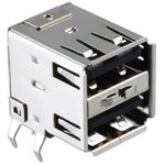 1002-004-01010, USB-A (USB TYPE-A), Stacked USB 2.0 Receptacle Connector 8 Position Through Hole, Right Angle
