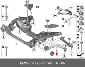 Фото 1/3 31126775145, Сайлентблок переднего рычага BMW: 5 GRAN TURISMO F07 09-, 7 F01, F02, F03, F04 08-