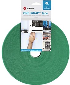 VEL-OW64106, Green Hook & Loop Tape, 10mm x 25m