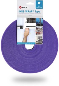 VEL-OW64107, Purple Hook & Loop Tape, 10mm x 25m