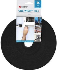 VEL-OW64140, Black Hook & Loop Tape, 20mm x 25m