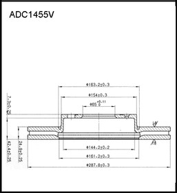 ADC1455V, Диск тормозной вентилируемый | зад |
