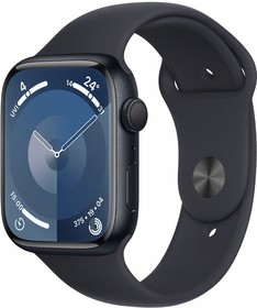 Фото 1/3 Смарт-часы Apple Watch Series 9 A2980 45мм OLED корп.темная ночь Sport Band рем.темная ночь разм.брасл.:160-210мм (MR9A3LL/A)