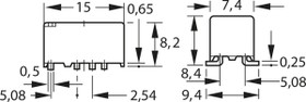 Relay, 2 Form C (NO/NC), 4.5 V (DC), 405 Ω, 1 A, 110 V (DC), monostable, TXS2SA4,5J