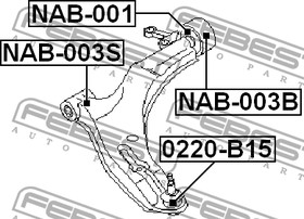 Фото 1/10 0220-B15, Шаровая опора NISSAN ALMERA UK MAKE N16E 2000.02-2006.11 [EL] переднего нижнего рычага