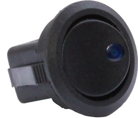 Клавиша 12V 20А круглая черная с синей LED подсветкой (3конт.) ON-OFF (2шт в упаковке) 905477