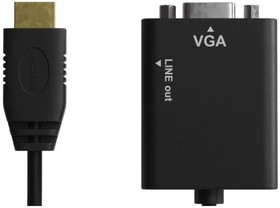 Фото 1/3 Exegate EX294719RUS Кабель-переходник HDMI-VGA ExeGate EX-HDMIM-VGAM- 3.5JackS-1.8 (19M/15M+3.5mm Jack M, 1,8м) Преобразователь цифрового HD