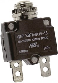 Фото 1/3 W57-XB7A4A10-15, Thermal Circuit Breaker - W57 Single Pole 250V ac Voltage Rating, 15A Current Rating