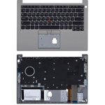 Клавиатура (топ-панель) для ноутбука Lenovo ThinkPad E14 черная с серебристым ...