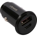 АЗУ USAMS USB+Type-C (модель US-CC086 C12), QC4.0+PD3.0 Fast Charging черный (CC86TC01)