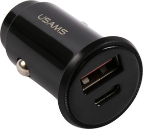 Фото 1/4 АЗУ USAMS USB+Type-C (модель US-CC086 C12), QC4.0+PD3.0 Fast Charging черный (CC86TC01)
