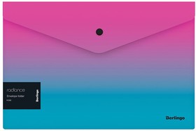 Папка-конверт Radiance на кнопке, 180 мкм, розовый/голубой градиент, с рисунком EFb_A4002