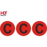 081-26-029, Знаки электробезопасности символ "C" d=20мм красная (уп./100 шт) HLT