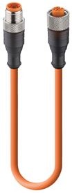 Sensor actuator cable, M12-cable socket, straight to open end, 4 pole, 0.6 m, PUR, orange, 4 A, 7279