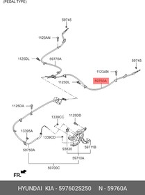 597602S250, Трос стояночного тормоза левый 2WD (диск.) HYUNDAI IX35/TUCSON (2010 )