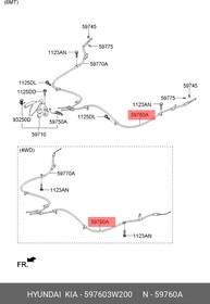 597603W200, Трос стояночного тормоза \Hyundai ix35/Tucson 10-15