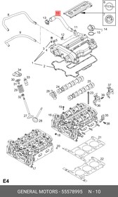 55578995, ПАТРУБОК ВЕНТ.КАРТЕРНЫХ ГАЗОВ