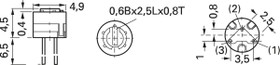 Cermet trimmer potentiometer, 2 kΩ, 0.5 W, THT, on top, RJ-4EW-202-2K OHM