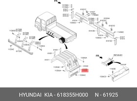 61835-5H000, Брызговик HYUNDAI HD65,72,78 задний левый OE