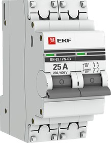 Выключатель нагрузки модульный ВН-63, 2P 25А EKF PROxima | SL63-2-25-pro | EKF
