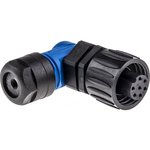 C016 10F006 000 10, Circular DIN Connectors 6+PE FEM R/A BLUE CRIMP