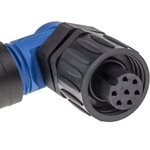 C016 10F006 000 10, Circular DIN Connectors 6+PE FEM R/A BLUE CRIMP