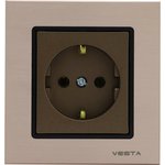Розетка Vesta-Electric Exclusive Champagne Metallic одинарная с заземлением ...