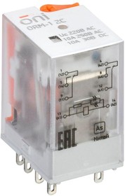 Фото 1/2 Реле интерфейсное ORM-1 2C 220В AC с LED и тест. кнопкой ONI ORM-1-2C-AC220V-L-B