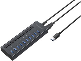 Фото 1/3 HARPER HUB-10MB Black USB-концентратор, Интерфейс: 10 х USB 3.2, Переходник: USB 3.0 / Type-C, Скорость передачи данных: до 5 Гб/с, Материал