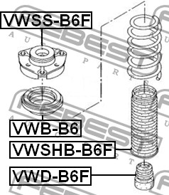 Фото 1/5 Опора амортизатора AUDI A3/S3/SPORTB./LIM./QU. 2005-2013 [USA] переднего \ VWSS-B6F FEBEST