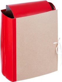 Архивная папка крафт/бумвинил 12 см, 4 завязки, красная 54815