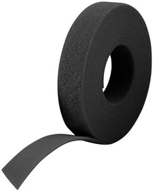 VEL-OW64102, Fire retardant Black Hook & Loop Tape, 10mm x 25m