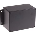 Black Die Cast Aluminium Enclosure, IP66, Flanged, Black Lid, 168.7 x 101.6 x 76.5mm