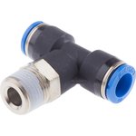 QST-3/8-10, QS Series Tee Threaded Adaptor, Push In 10 mm to Push In 10 mm ...