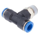 QST-3/8-10, QS Series Tee Threaded Adaptor, Push In 10 mm to Push In 10 mm ...