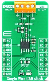 MIKROE-4225, Click board; контроллер CAN; GPIO,UART; NCV7356; макетная плата