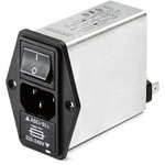 2.5A, 250 V ac Male Panel Mount IEC Filter FN394-2.5-05-11, Faston