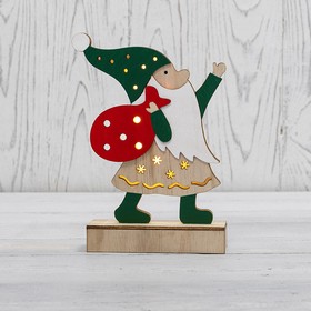 Фото 1/9 504-016, Деревянная фигурка с подсветкой Дед Мороз 18 см