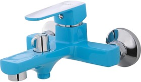 Смеситель для ванны короткий излив, переключатель в корпусе, синий E32304