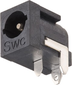 Фото 1/3 RAPC722BK, Right Angle DC Socket Rated At 5.0A, Panel Mount, length 9.4mm, Nickel