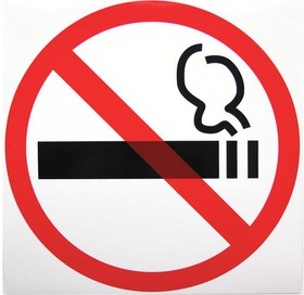 Фото 1/2 Знак "Знак о запрете курения", диаметр - 200 мм, пленка самоклеящаяся, 610829/Р35Н, 610829/Р 35Н