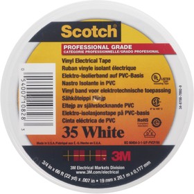 Фото 1/3 SCOTCH 35 BLANC 20 X 19, Scotch 35 White PVC Electrical Tape, 19mm x 20m